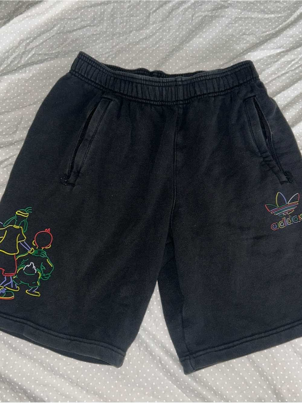Adidas x Disney Mickey and Friends Shorts Size Sm Black 2022 Rare Goofy Donald